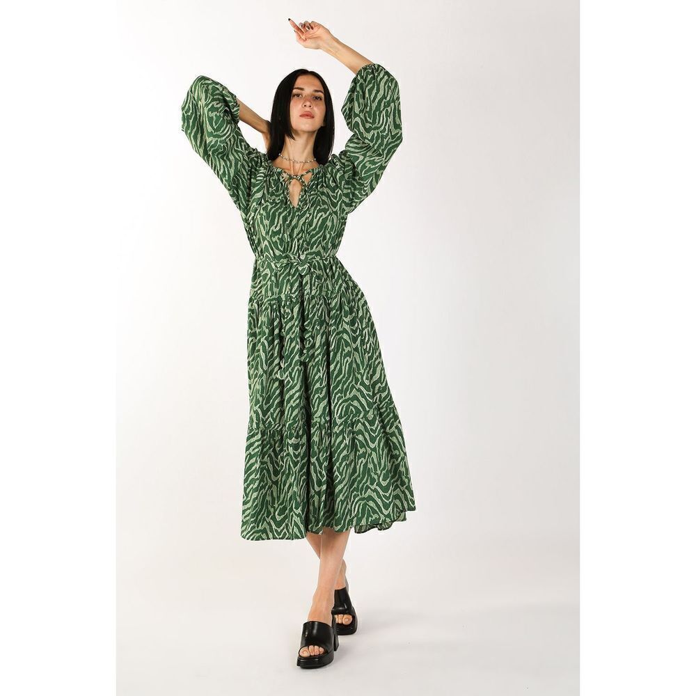NWOT JACQUELINE ZEBRA PRINTED PUFF SLEEVE MIDI DRESS BY BEULAH WOMEN’S SMALL